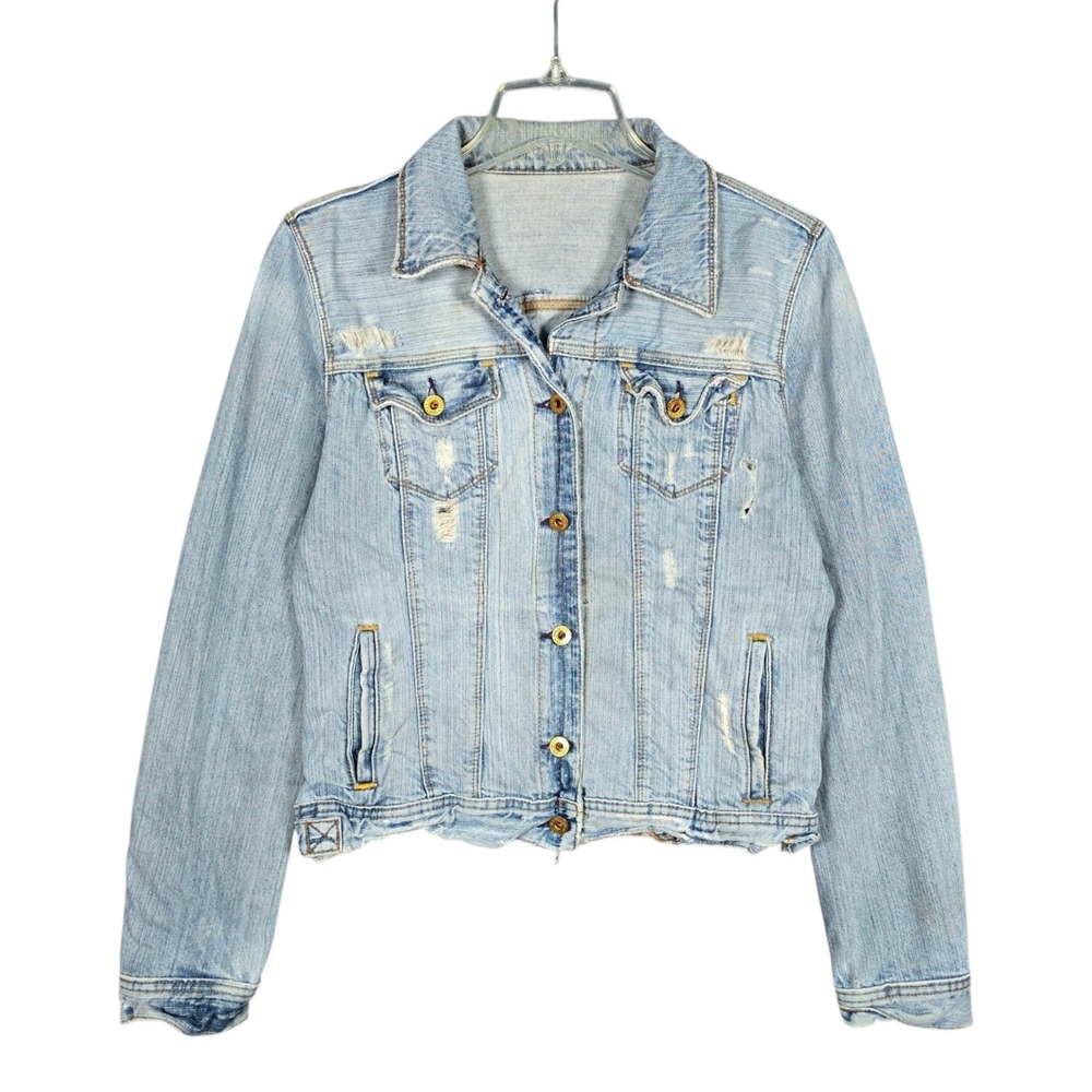 Ralph Lauren Polo Jeans Co Denim Jacket Womens Large Lydia Jeans Distressed Blue